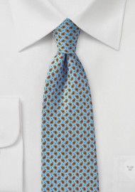 Allover Paisley Tie in Light Blue, Orange, and Navy