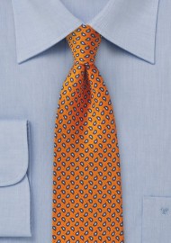 Allover Paisley Tie in Carrot Orange and Blue