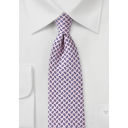 Allover Paisley Tie in Petal Pink and Navy