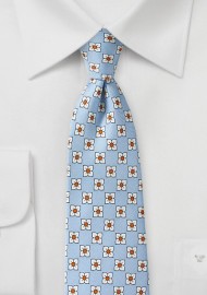 Baby Blue Floral Silk Necktie