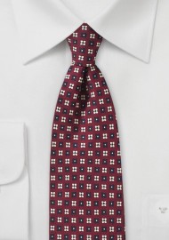 Burgundy Tie with Cream and Navy Flowers
