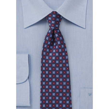 Floral Tie in Navy, Blue, and Red
