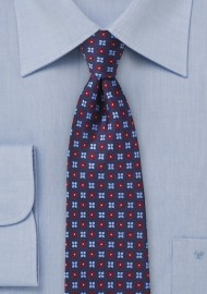 Floral Tie in Navy, Blue, and Red