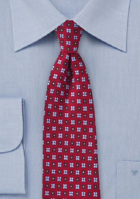 Cherry Red Floral Tie