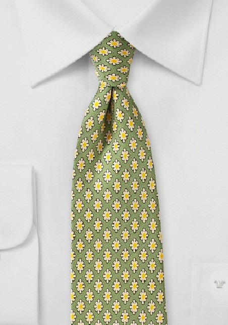 Mid Century Modern Print Tie in Sage Green