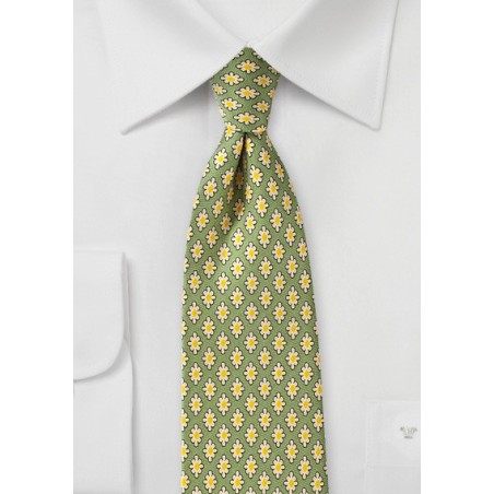 Mid Century Modern Print Tie in Sage Green