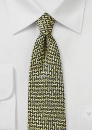 Midnight Blue and Yellow Graphic Print Tie