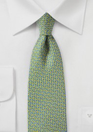 Light Blue and Yellow 70s Print Necktie