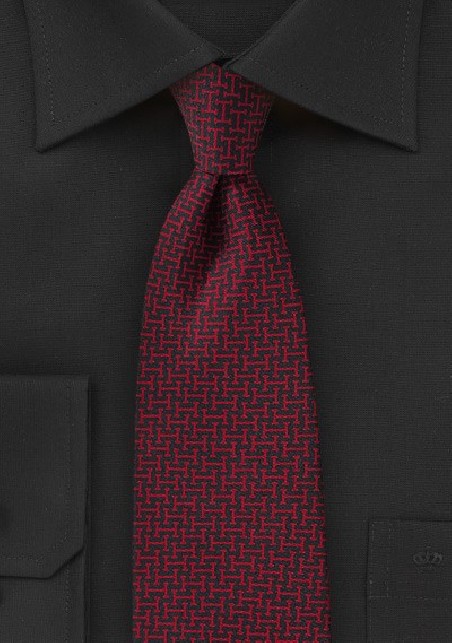Edgy Graphic Print Tie in Black and Red