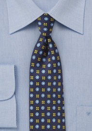 Navy Blue Foulard Silk Tie