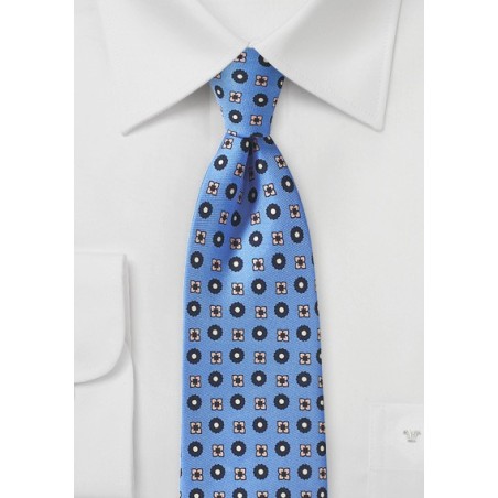 Alaskan Blue Foulard Silk Print Tie