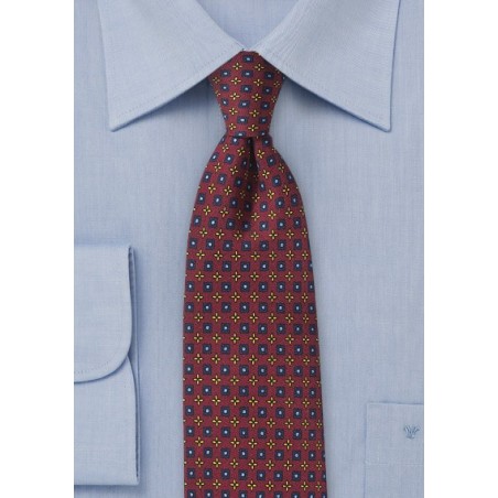 Intricate Foulard Print Tie in Burgundy