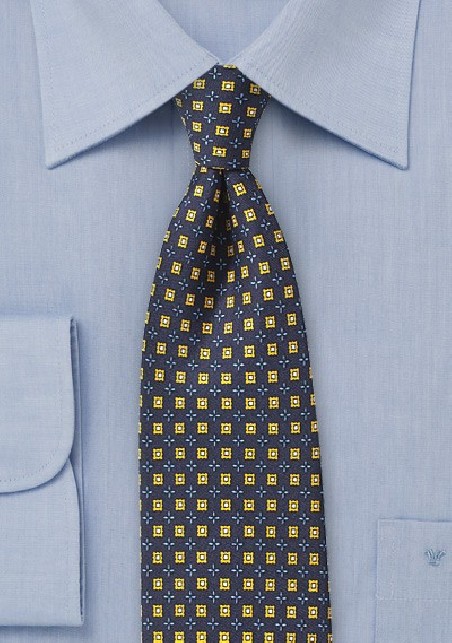 Midnight Blue Foulard Silk Tie