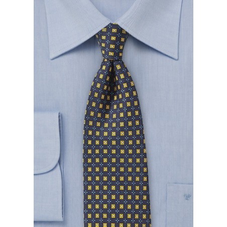 Midnight Blue Foulard Silk Tie