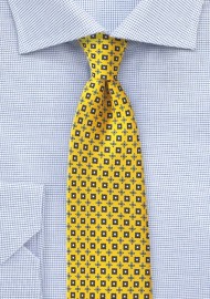 Yellow and Blue Foulard Tie