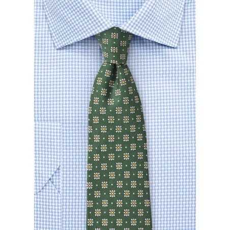 Forest Green Floral Silk Tie