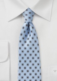 Powder Blue and Silver Floral Tie