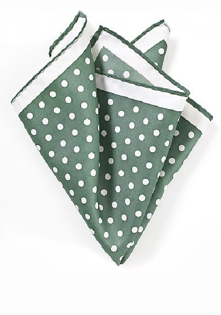 Green and White Polka Dot Pocket Square
