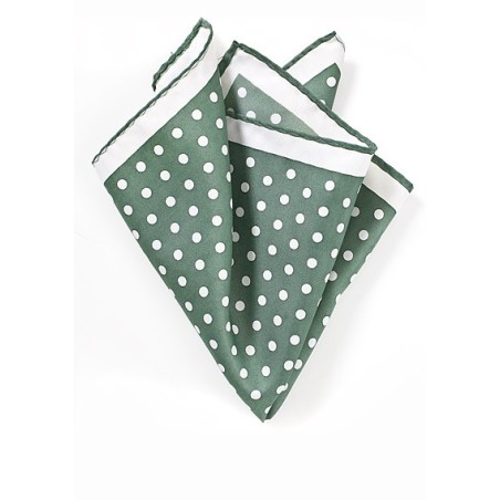 Green and White Polka Dot Pocket Square