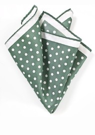 Green and White Polka Dot Pocket Square