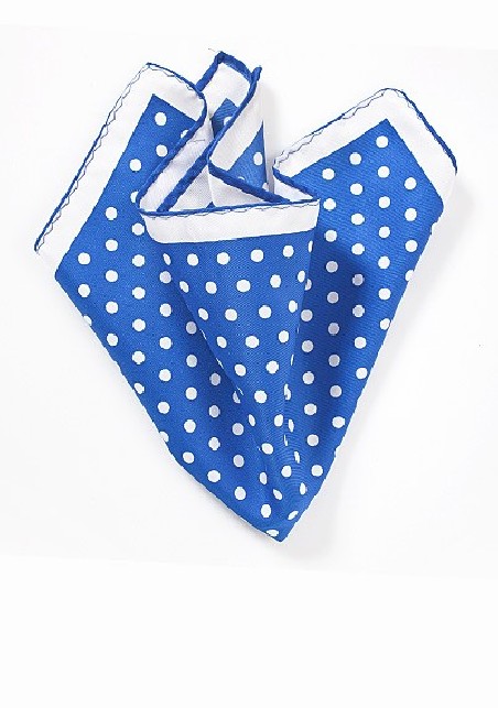 Bright Blue and White Pocket Square