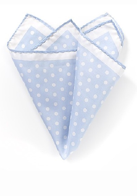 Pale Blue and White Polka Dot Pocket Square