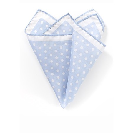 Pale Blue and White Polka Dot Pocket Square