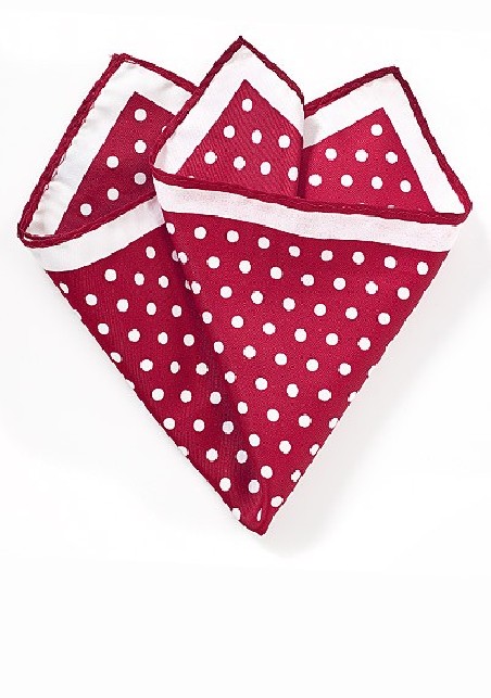 Bright Red Polka Dot Pocket Square