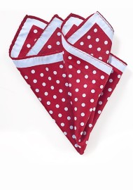 Cherry Red Pocket Square with Light Blue Dots