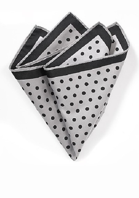 Gray Pocket Square with Polka Dots