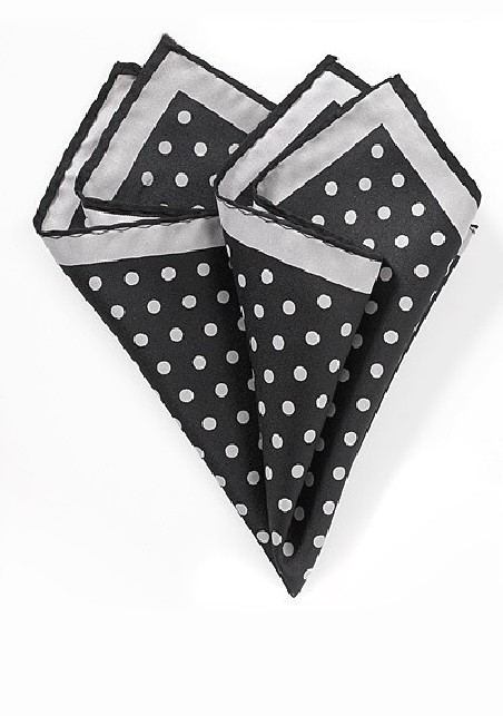 Black Pocket Square with Silver Dots