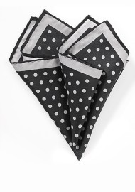 Black Pocket Square with Silver Dots