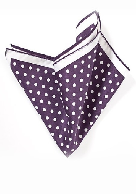 Purple and White Dot Print Pocket Square