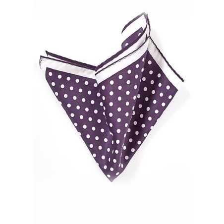 Purple and White Dot Print Pocket Square