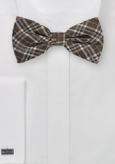 Autumn Plaid Bow Tie in Brown