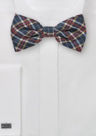 Tartan Plaid Bow Tie in Blue, Red, Gold