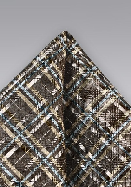 Tartan Plaid Hanky in Brown