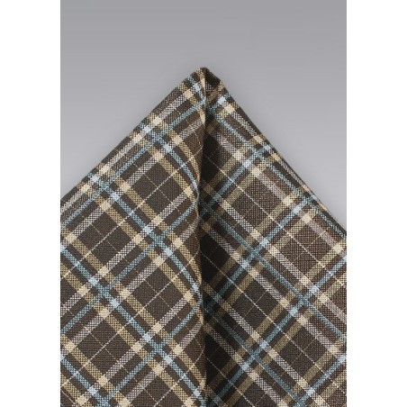 Tartan Plaid Hanky in Brown