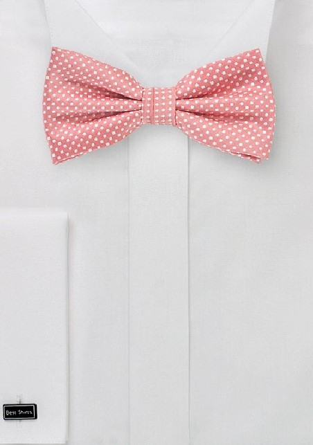 Pin Dot Bow Tie in Light Coral Pink