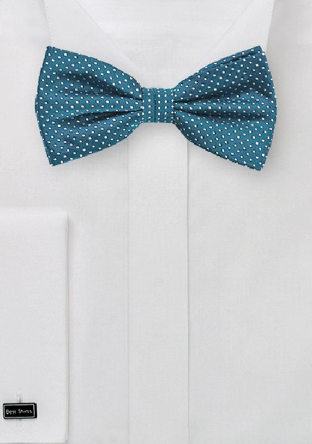 Teal Pin Dot Bow Tie