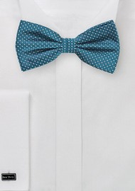 Teal Pin Dot Bow Tie