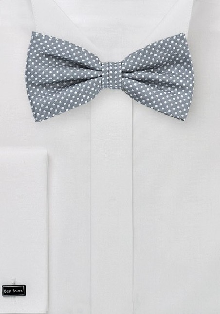 Gray Pin Dot Colored Bow Tie