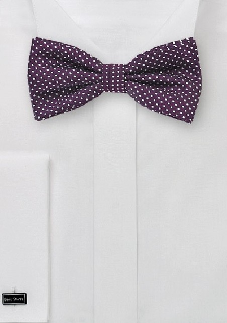 Eggplant Colored Pin Dot Bow Tie