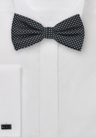 Black Bow Tie with Silver Pin Dots