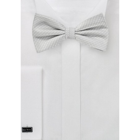 Platinum Silver Bow Tie with Dots
