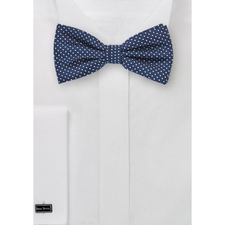 Navy Blue Bow Tie with Pin Dots