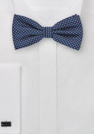 Navy Blue Bow Tie with Pin Dots