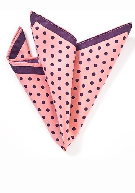 Pink and Grape Polka Dot Pocket Square