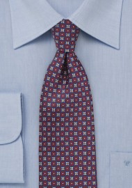 Geometric Print Tie in Burgundy