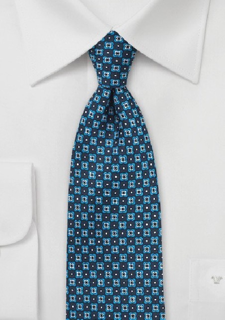 Blue and Teal Floral Silk Tie